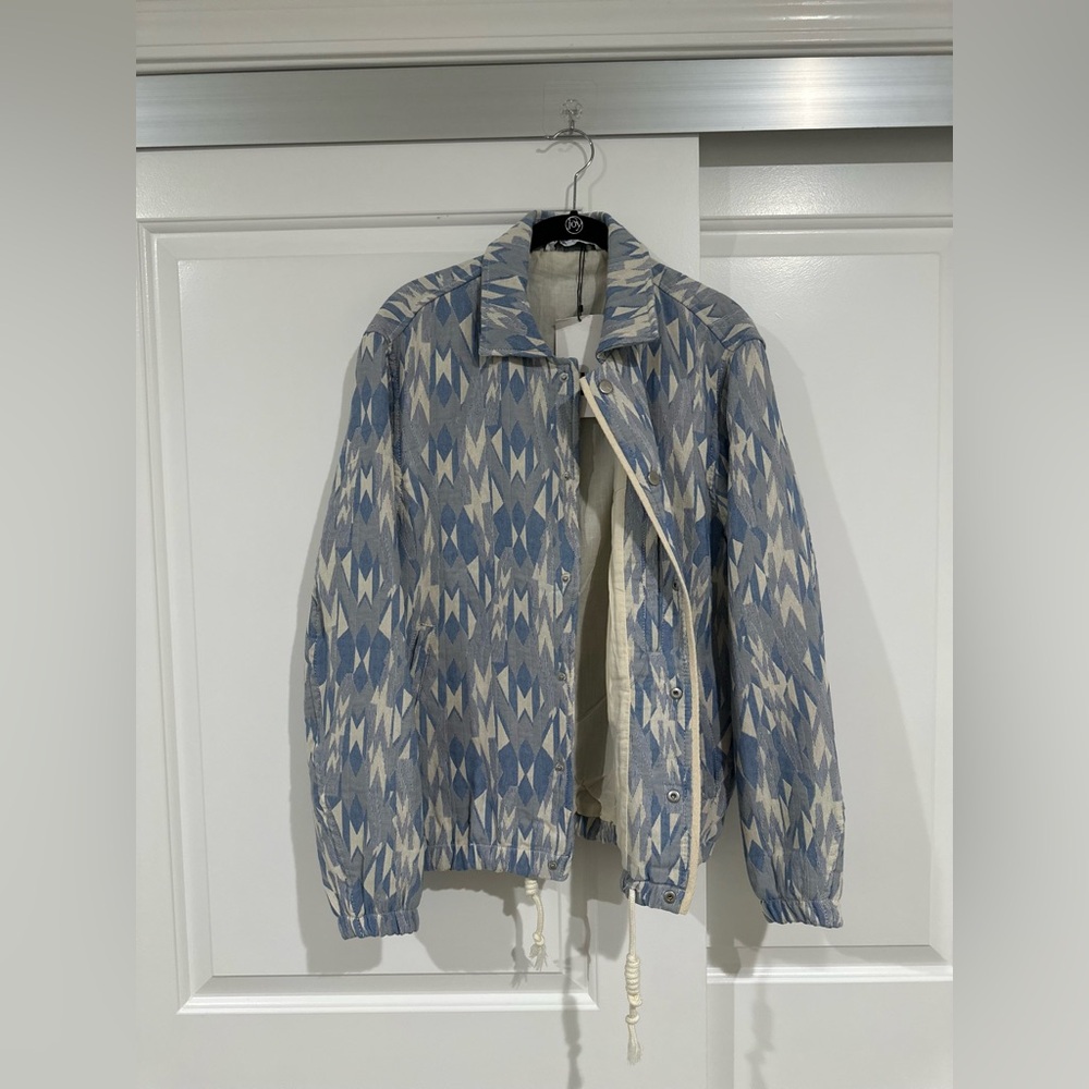 ZARA Men's Blue Patterned Jacket - Picture 8 of 16